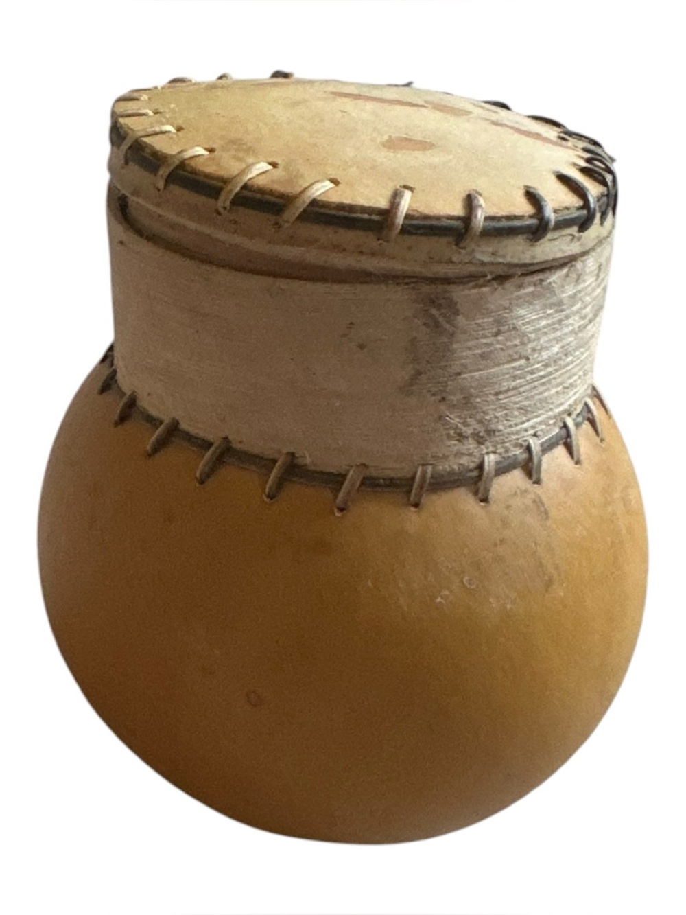 Handmade African Calabash Trinket Box with Lid – Ivory Coast Gourd Container